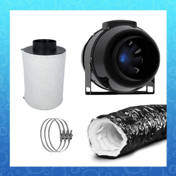 Pack Silent - Extracteur M 150mm 550m3/h - Filtre à charbon ProActiv 150mm 840m3/h - 1