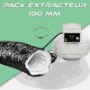 Extraktor-Paket – Prima Klima 100 mm Extraktor – 280 m3/h – 1 Geschwindigkeit + Phonic Duct 100 mm – 3 m + 1 Klemme