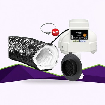 Pack Extracteur - PK 150 L + ProActiv Ø150mm - 690 m3/h + Gaine Phonic 3m Ø150mm + colliers de serrage x2 - 1