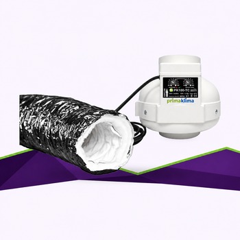 Extractor Pack - Prima Klima 100mm - 280m3/h - Temperature controller + Phonic sheath 100mm - 3m + 1 clamp - 1