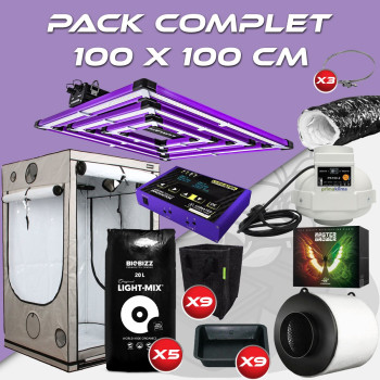 Pack complet 100x100cm – ATS 300 PRO et console - Box Q80+ 80x80x180 cm - Kit de ventilation - Pots et terreaux - 1
