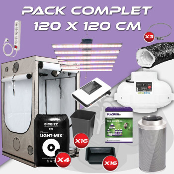 Pack complet 120x120cm – SpectraWild M720 et console - Box AQ 120+ 120x120x220 cm - Kit de ventilation - Pots et terreaux - 1