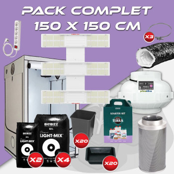 Complete pack 150x150cm - Scorpion Diablo - Box AQ 150+ - 150x150x220 cm - Ventilation kit - Pots and soil - 1
