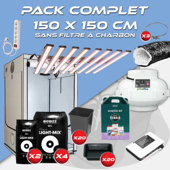 Pack complet 150x150cm – SpectraWild L960 et console - Box AQ 150+ - Kit de ventilation sans filtre à charbon - Pots et terreaux