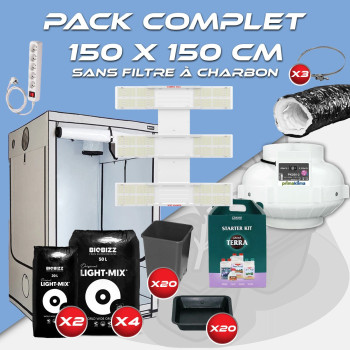 Pack complet 150x150cm – Scorpion Diablo - Box AQ 150+ - Kit de ventilation sans filtre à charbon - Pots et terreaux - 1