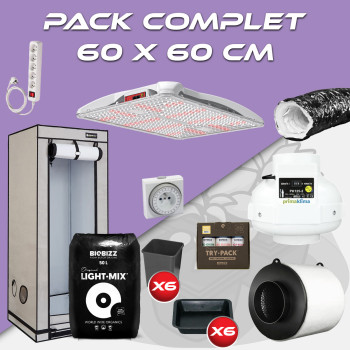 Pack complet 60x60cm – SpectraPanel X160 - Programmateur - Box Q60+ 60x60x160 cm - Kit de ventilation - Pots et terreaux - 1