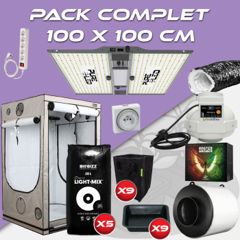 Pack complet 100x100cm – Pureled Q320 - Box Q80+ 80x80x180 cm - Kit de ventilation - Pots et terreaux - 1
