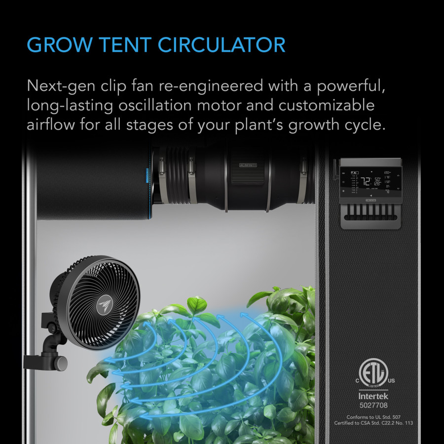AC Infinity CLOUDRAY S9 Gen 2 – oszillierender Clip-Ventilator 225 mm, 10 Stufen (AC-CCS9)