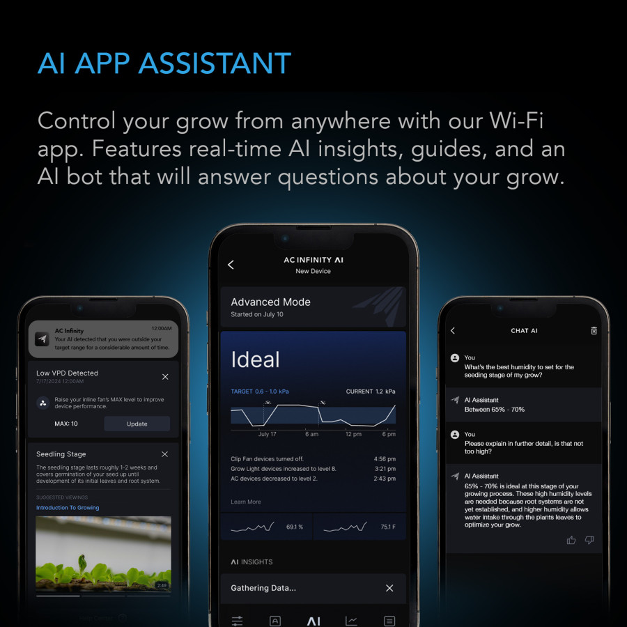 CONTROLLER AI+ AC INFINITY - Verwaltungskonsole mit KI - 2-Zonen-VPD, Temperatur und Luftfeuchtigkeit, Bluetooth + WiFi - AC-CTR
