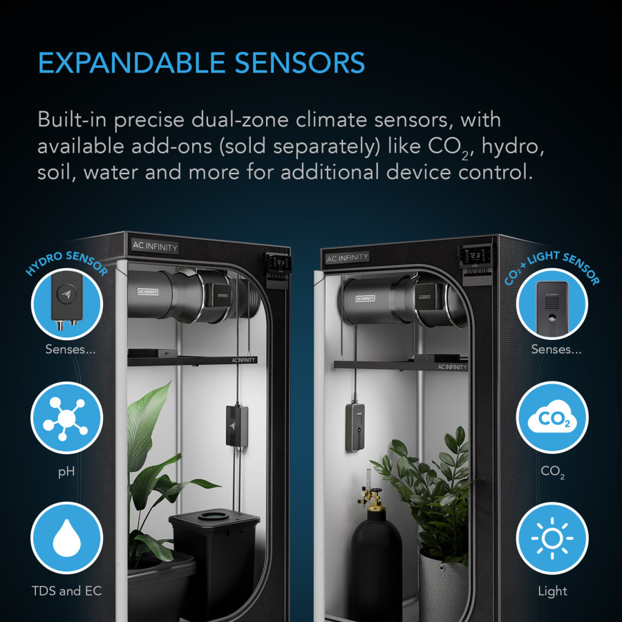 CONTROLLER AI+ AC INFINITY - Verwaltungskonsole mit KI - 2-Zonen-VPD, Temperatur und Luftfeuchtigkeit, Bluetooth + WiFi - AC-CTR