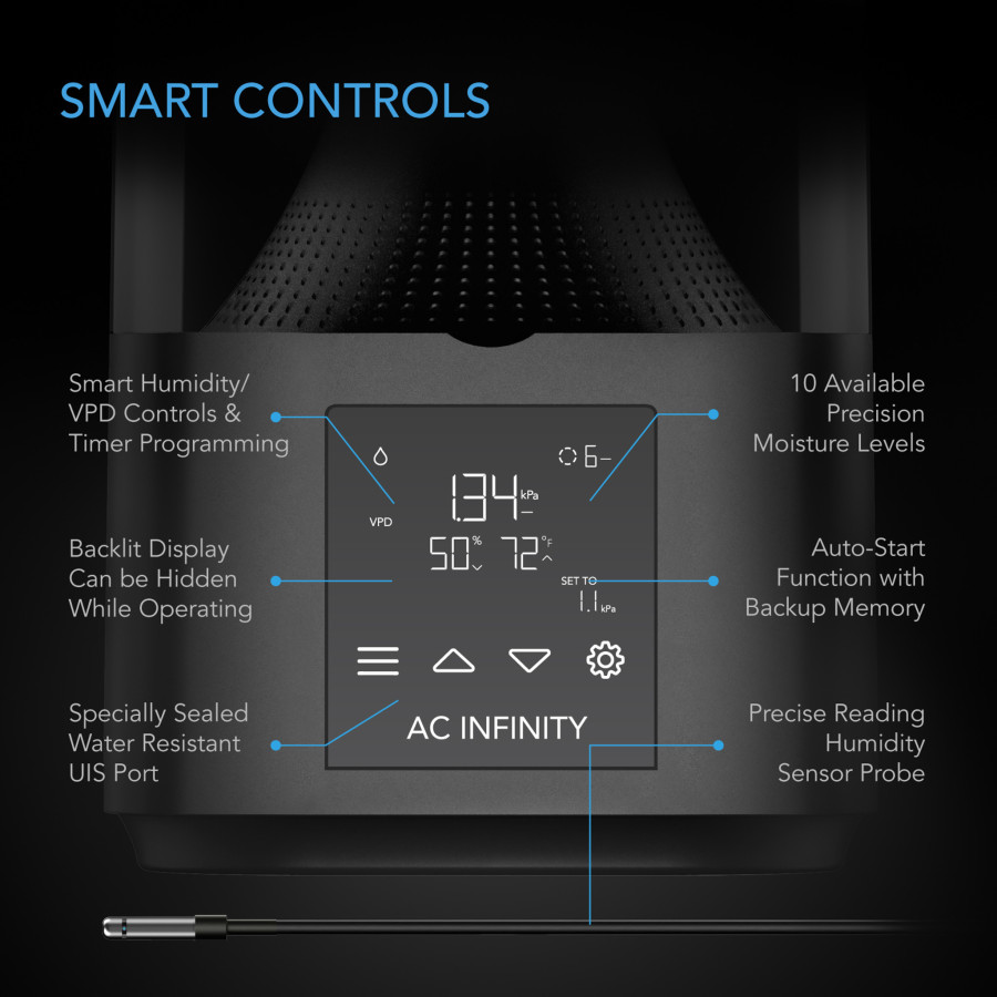 AC Infinity Cloudforge T3 – AC-CFT3 – 4,5 l intelligenter Luftbefeuchter mit Sensor