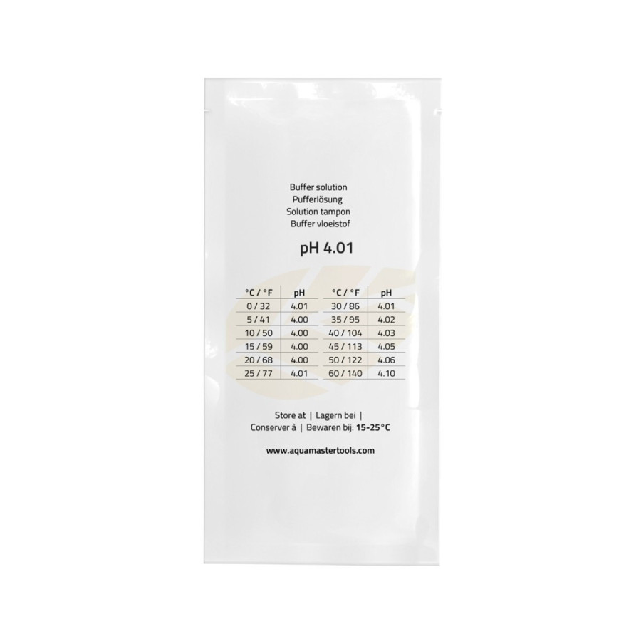 pH 4,01 Aqua Master Tools — Kalibrierlösung — 25 Beutel à 20 ml — Detailansicht