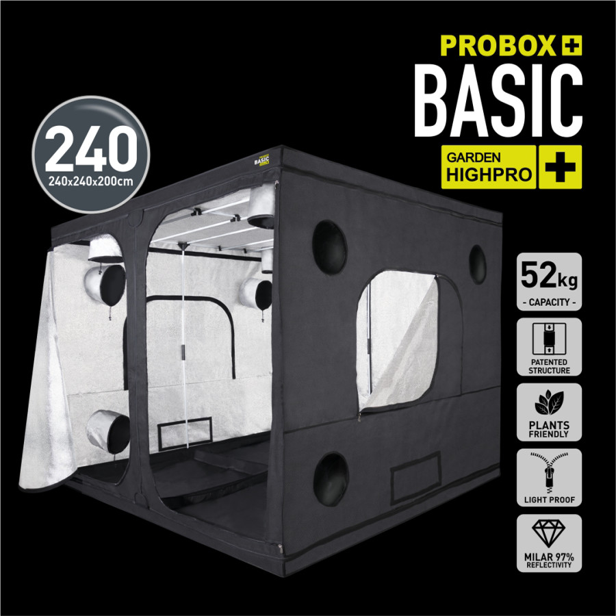 Geöffnete Garden HighPro Probox Basic 240 Growbox, 240 × 240 × 200 cm