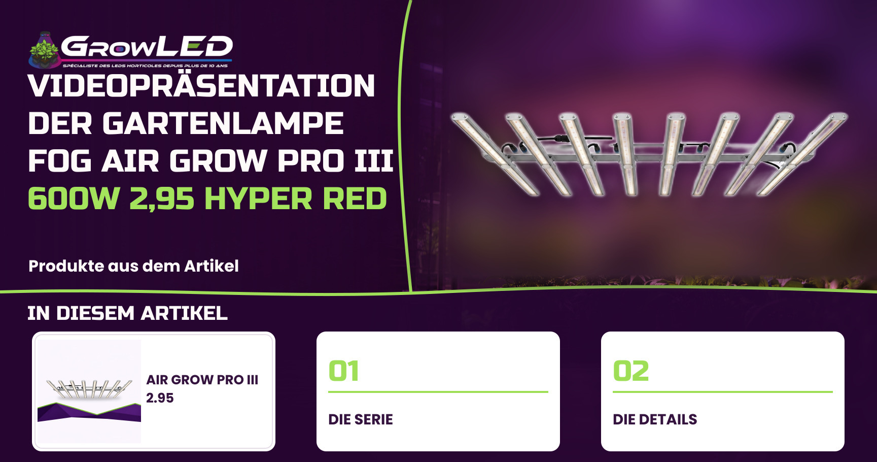 Videopräsentation der Gartenlampe FOG Air Grow PRO III 600W 2,95 Hyper Red