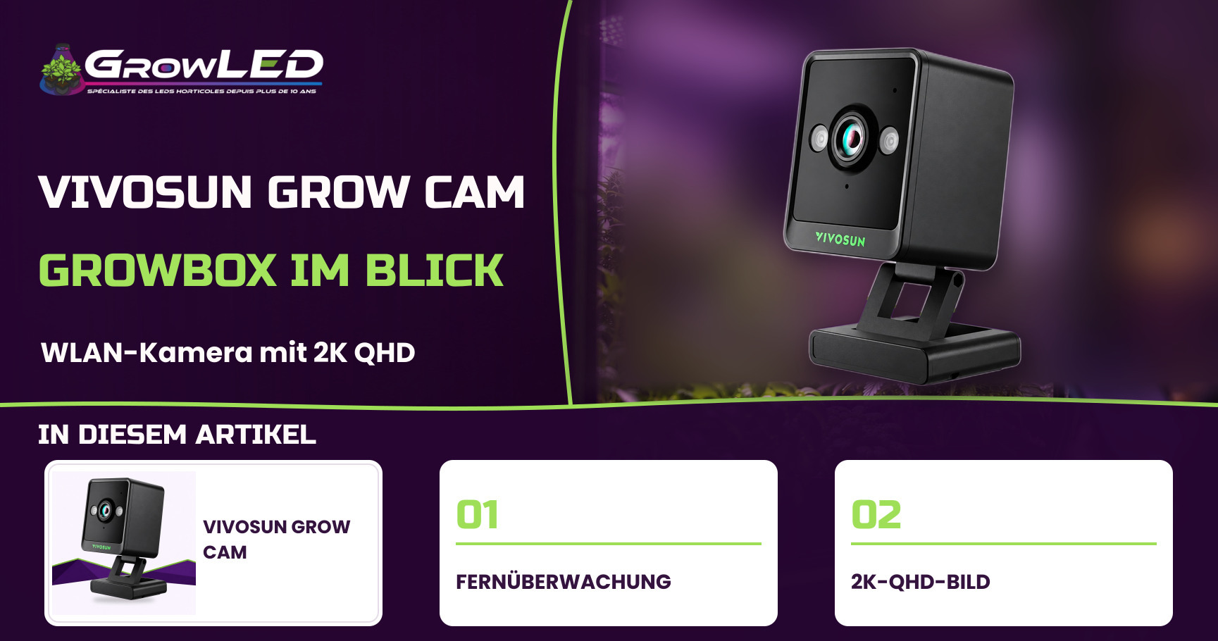 VIVOSUN Grow Cam 6mm 2K QHD WiFi-Kamera für deine Pflanzenzucht