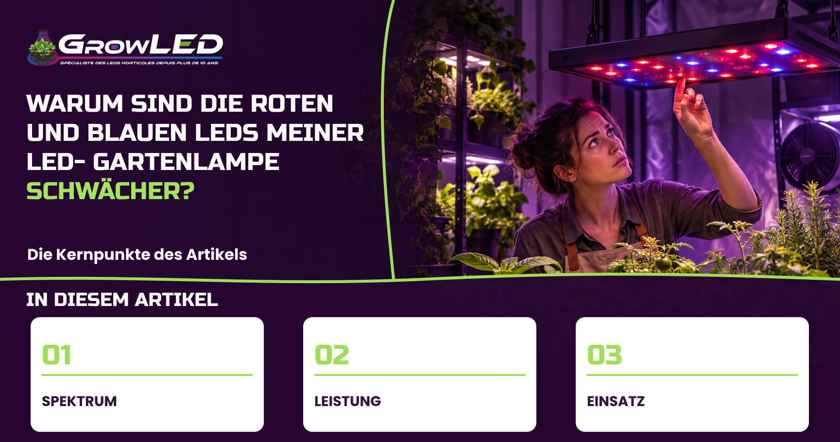 Warum sind die roten und blauen LEDs meiner LED-Gartenlampe schwächer?