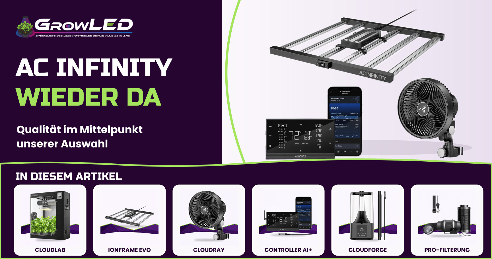 AC Infinity ist zurück bei GrowLED: das Sortiment und unser Qualitätsanspruch